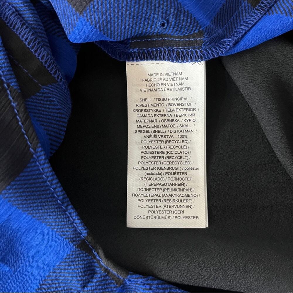 Lauren Ralph Lauren Buffalo Check Ruffled Georgette blouse blue black - XS - Picture 11 of 12
